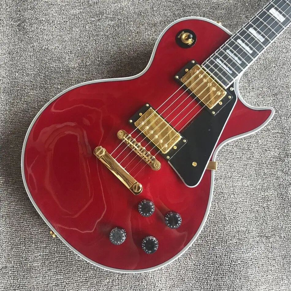 Hoge Kwaliteit 6-Snarige Gitaar Les Paul Custom Wijn Rode Cs40453 Immagine Reale