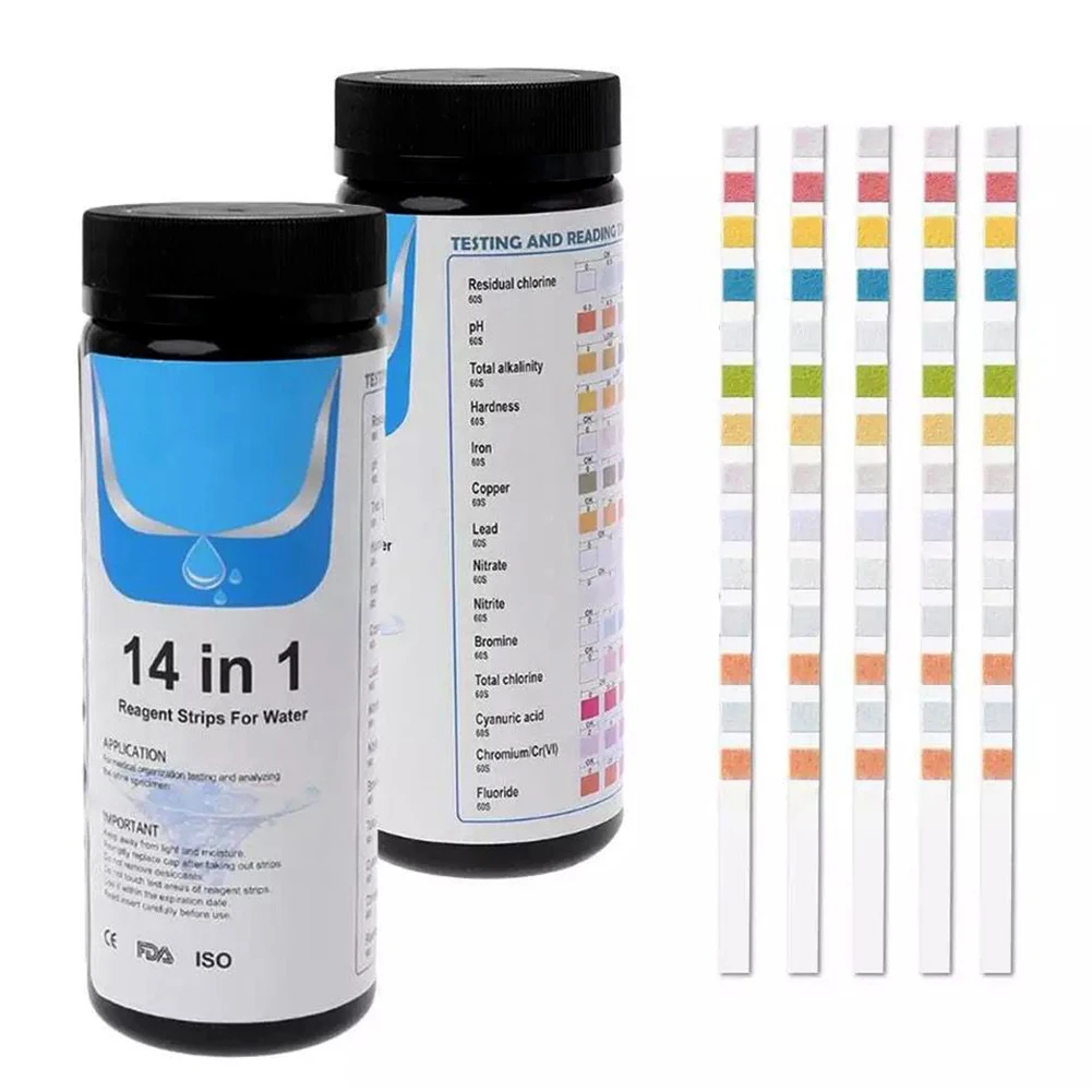 

Multifunction 14-in 1 Pool Test Strips Household Swimming Pool Test Paper Pool Chlorine Strips Swimming Pool Supplies