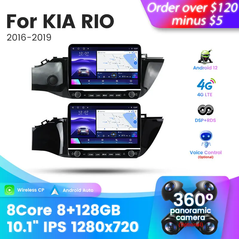 for Kia Rio IV FB 2020-2021 Android 10.0 GPS Navigation Radio Stereo  Headunit Inch Touchscreen Carplay Bluetooth FM AM RDS DSP Steering Wheel  Con-