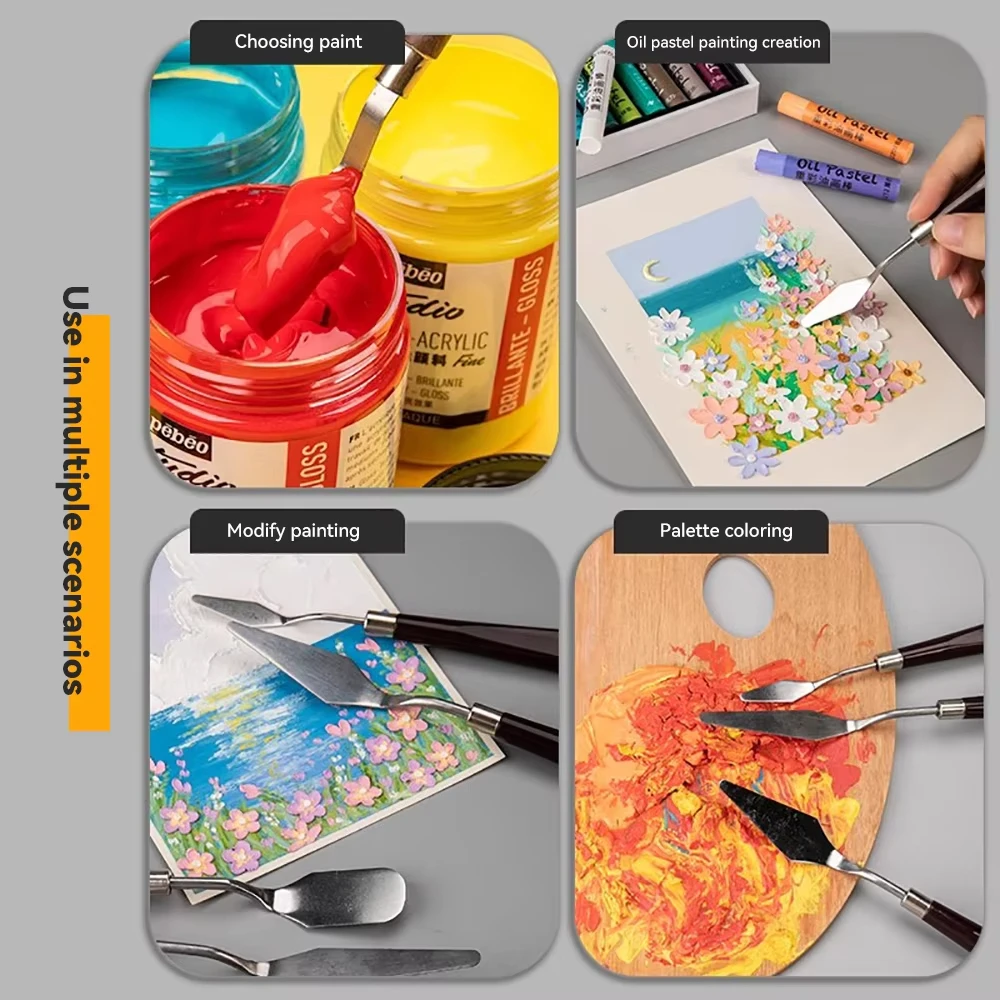 Painting Scraper Stainless Steel Oil Painting Knives Artist Crafts Spatula Palette Knife Scraper Drawing Art Tools Stationery Supplies