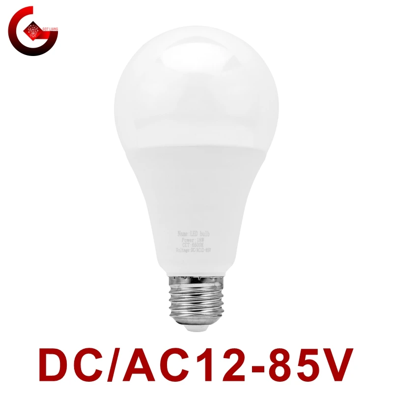 لمبة LED E27 تيار مستمر/التيار المتناوب 12 فولت-85 فولت 3 واط 6 واط 9 واط 12 واط 15 واط 18 واط 25 واط ضوء الجهد المنخفض 12 فولت الأضواء الإضاءة مصباح أبيض بارد/دافئ