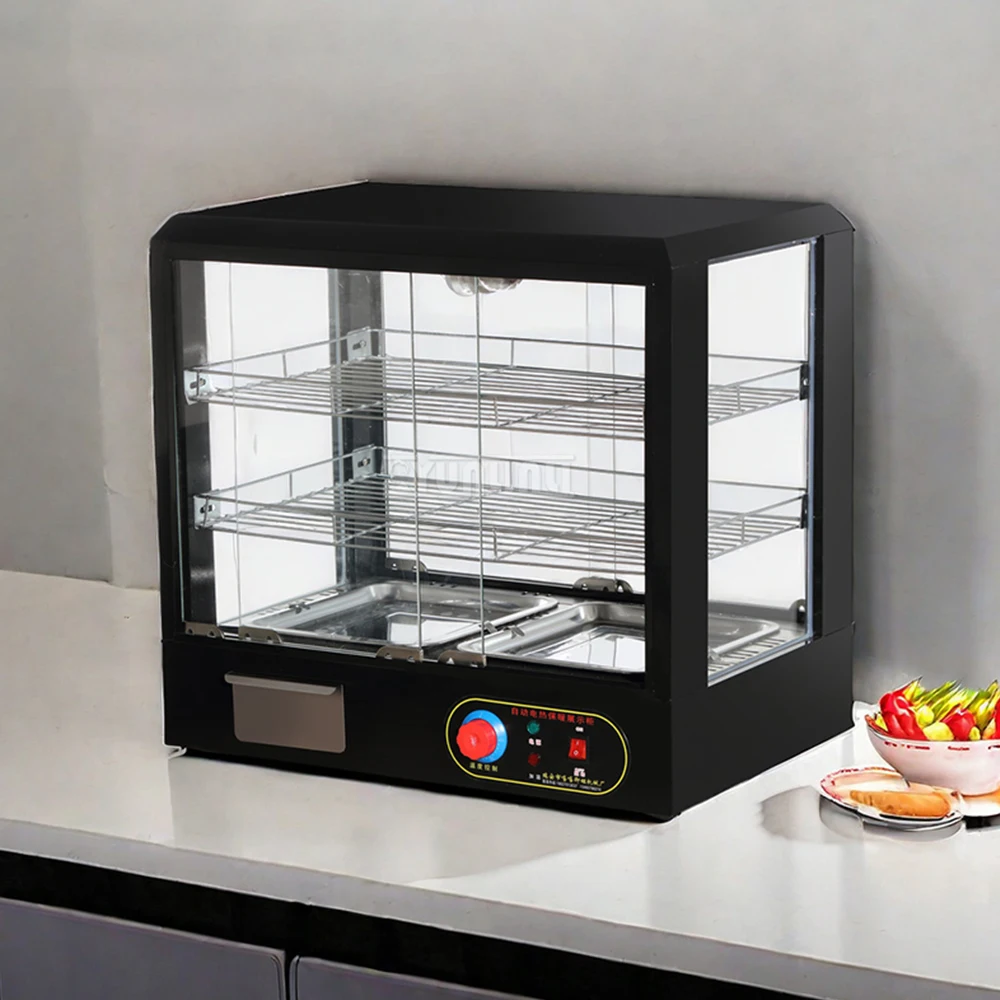 Commercial Cooked Food Cabinet Heat Preservation Cabinet Desktop 3-layer Food Display