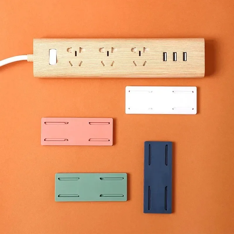 Wall Mounted Socket Holder Fixer Patch Self-Adhesive Power Socket Strip Fixator Punch-free Plug Socket Home Organizer Fixed