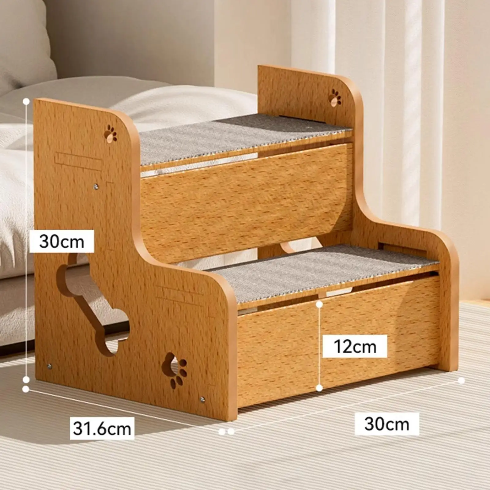 Wooden Pet Stairs Portable Sturdy Dog Ramps for Couches Window High Beds