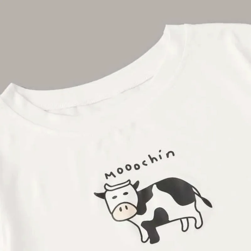 Cow Printed Pajamas for Women Nightie Summer Home Clothes Pijama Set Femme Pyjama Sleep Tops + Pants