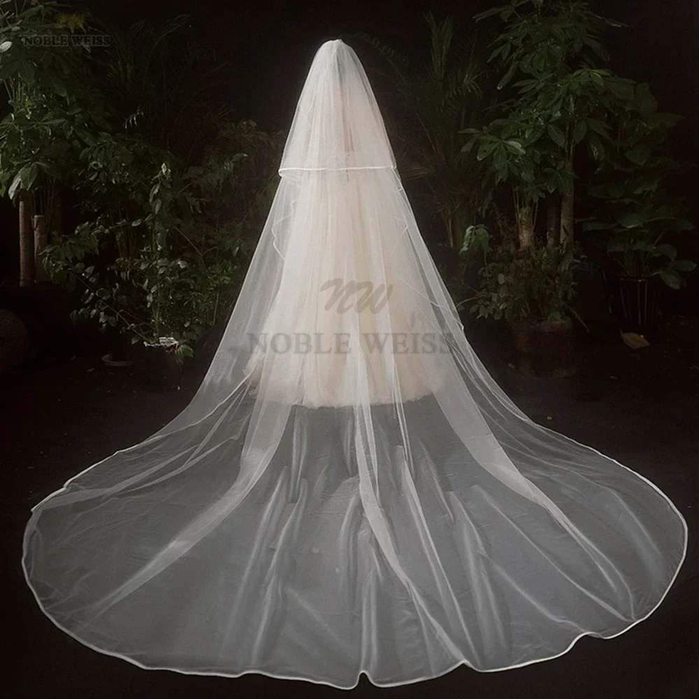 Bridal Veil 2T Satin Edge Wedding Veil Cover Face Bridal Veils With Comb 300*380 Customized