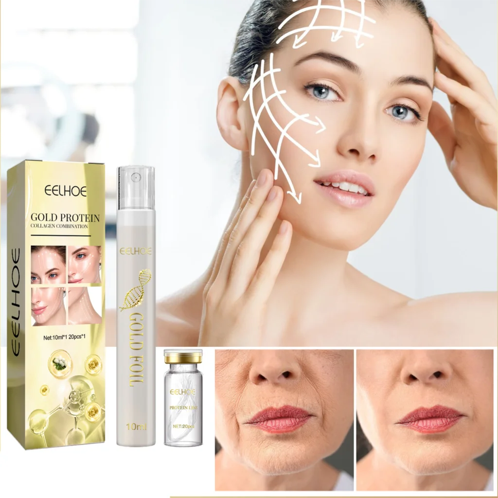 Protein thread lifting set 24k gold face serum active collagen silk