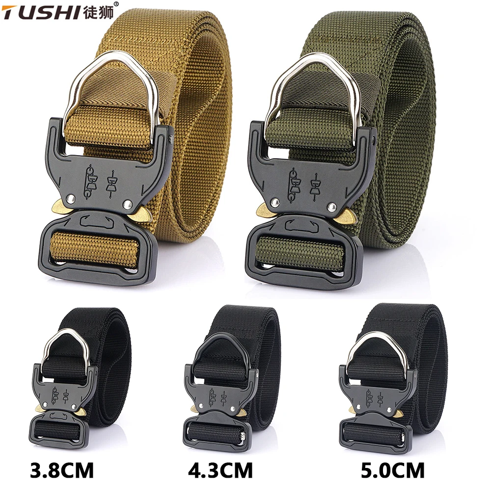 TUSHI Neue Taktische Gürtel Gewebt Langlebig Automatische Schnalle Männer Gürtel Armee Outdoor Jagd Multifunktionale Nylon Gürtel Mann Hosen Gürtel