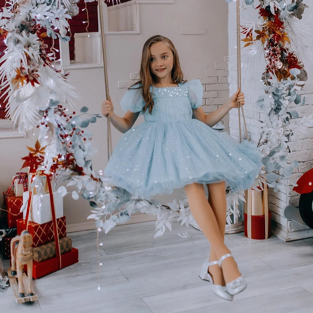 blue dress for baby girl Rosemary Clooney and Vera Ellen Sisters Blue Lace Dress from White Chr –  Hoprom main image 1