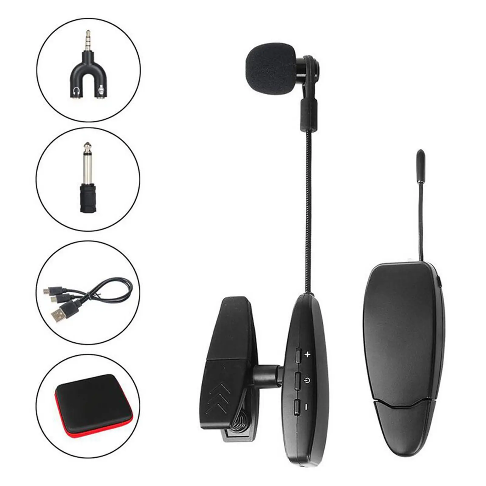 

Wireless Saxophone Microphone Stable Rechargeable UHF Wireless Instruments Microphone for Trumpets Flute Cello Guitars Wedding
