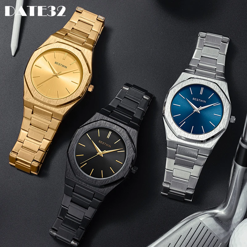 modern fashion black quartz men watches tide brand leather band big dial men s business clock drop shipping relojes hombre Luxury Men Watch Men's Quartz Wristwatch Classic Brand Gold Full Black Golden Dial Roman Numbers New Watches Business Man Clock