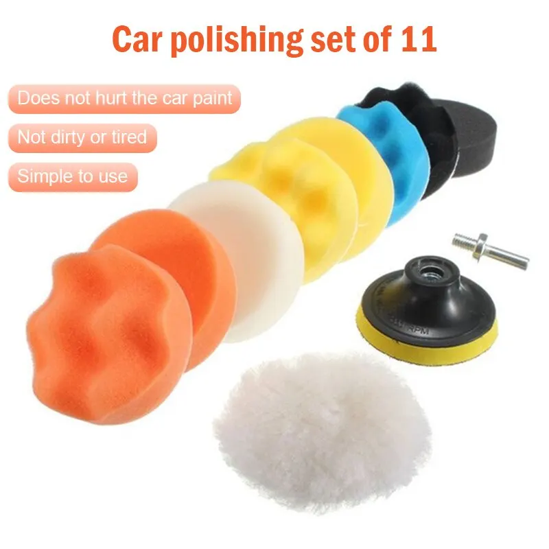 Disque de polissage de voiture 3 , 26/12/7/3 pièces, éponge à polir,  tampon de polissage, laine de cire, phares de roue, réparation pour  polisseuse, adaptateur de perceuse M10 - AliExpress