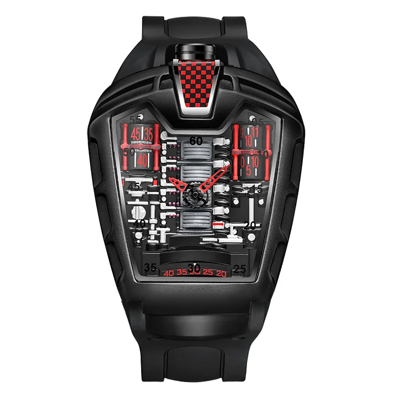 A MEN'S Black Zinc Alloy AVANT-GARDE Fashion Racing Quartz Battery Watch
