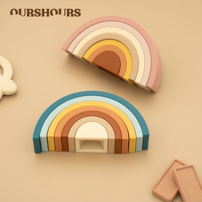 Educational Toys Puzzle Toys Stacking Puzzle Toys Stacking Toys Baby Silicone Rainbow Stacker Nesting Puzzle Building Blocks Stacking Toys Learning Montessori Toys Toddlers Gifts BPA-Free