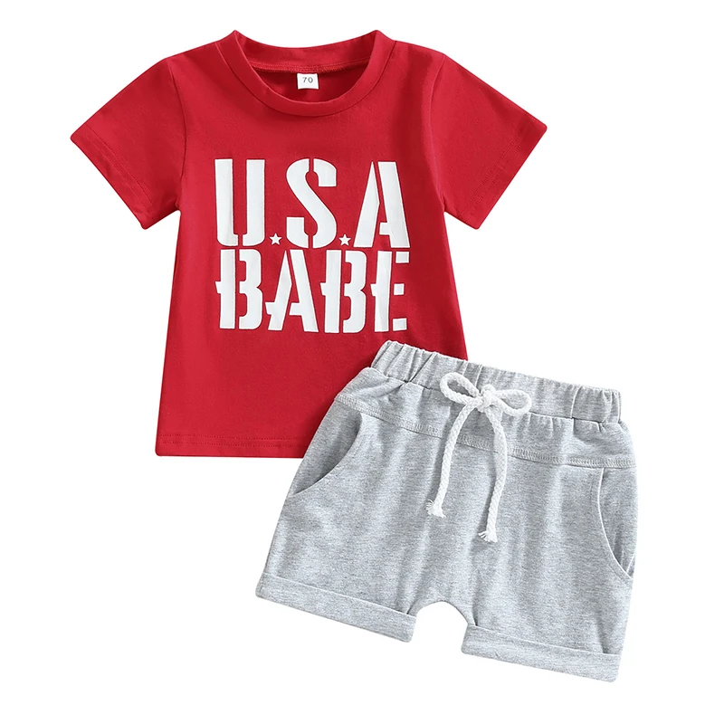 

Toddler Kids Boys Girls Clothes Suit Summer Casual Party Short Sleeve Tops + Drawstring Solid Color Short Trousers 2pcs