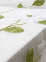 1PC Small Fresh White Magnolia Embroidered Window Screen Curtain 1