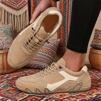 المرأة حجم كبير الأحذية العارية اليدوية الجلود لينة وحيد مريح متعدد الاستخدامات للأعمال المشي أحذية التنقل الرجال متعطل 2