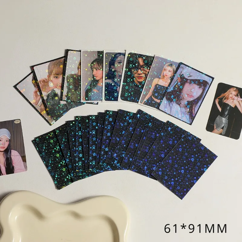 

20PCS Korean Shiny Laser Star PP Card Film Thickened Kpop 3 Inch Photo Card Protective Cover Kawaii Girl Card Packing Materials