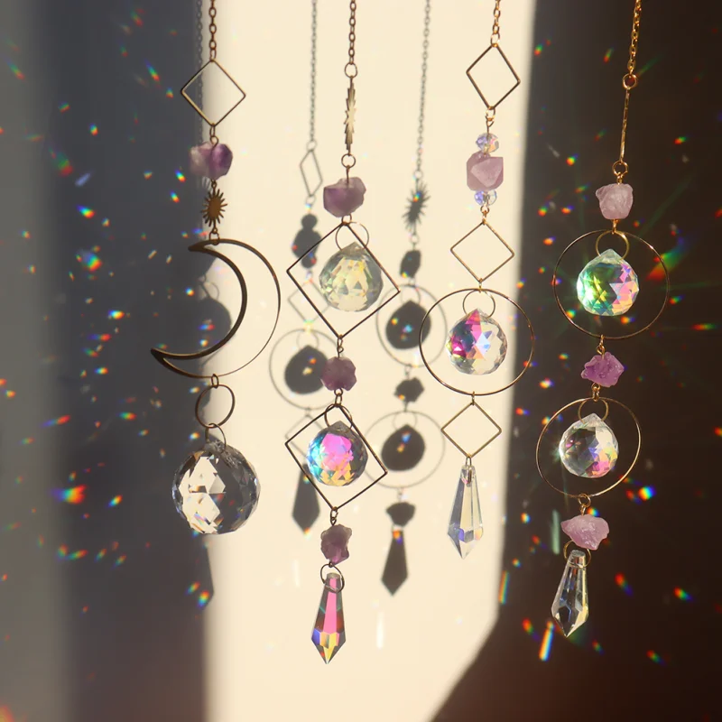 Prism Suncatcher Hanging Window Crystals Rainbow Light Catcher Crystal Sun Catcher,Summer Gift Octagon Beads Crystal Pendant