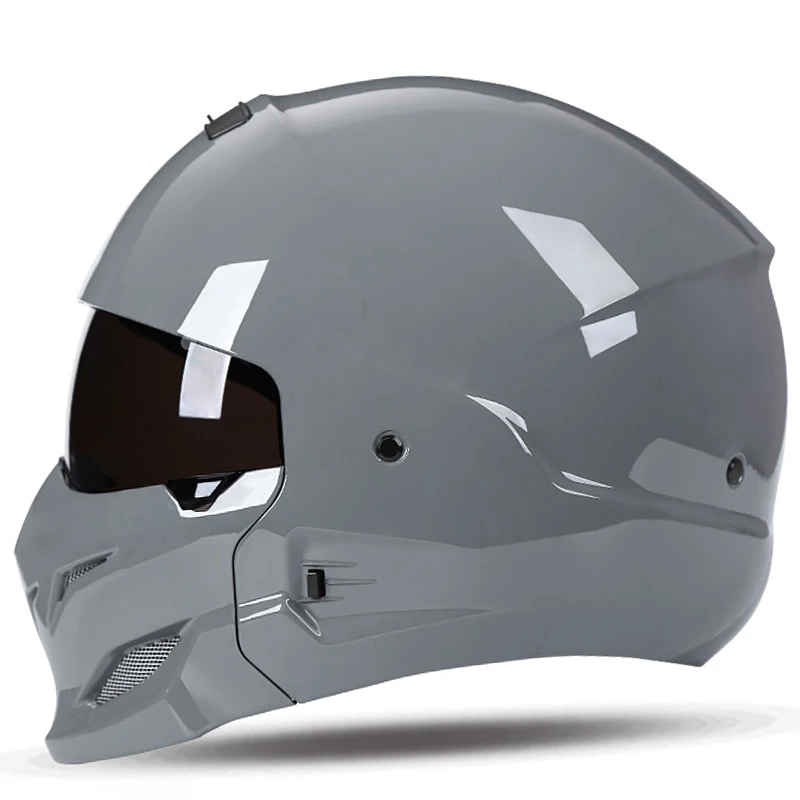 thumbnail image 1 of Casco de motocicleta de cara completa con combinación de personalidad de moda, casco retro para montar en las cuatro estaciones, casco de locomotora de medio casco, 1 of 5
