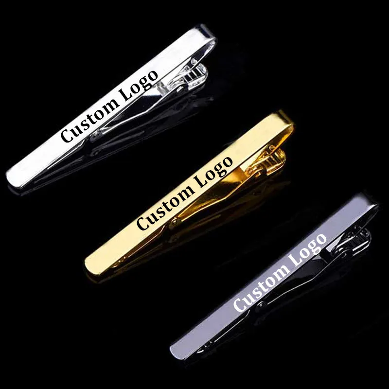 Dropshipping Personalized Customized DIY Logo Laser Tie Clips Metal Fashion Simple Clasp Practical Necktie Clasp Gifts For Men