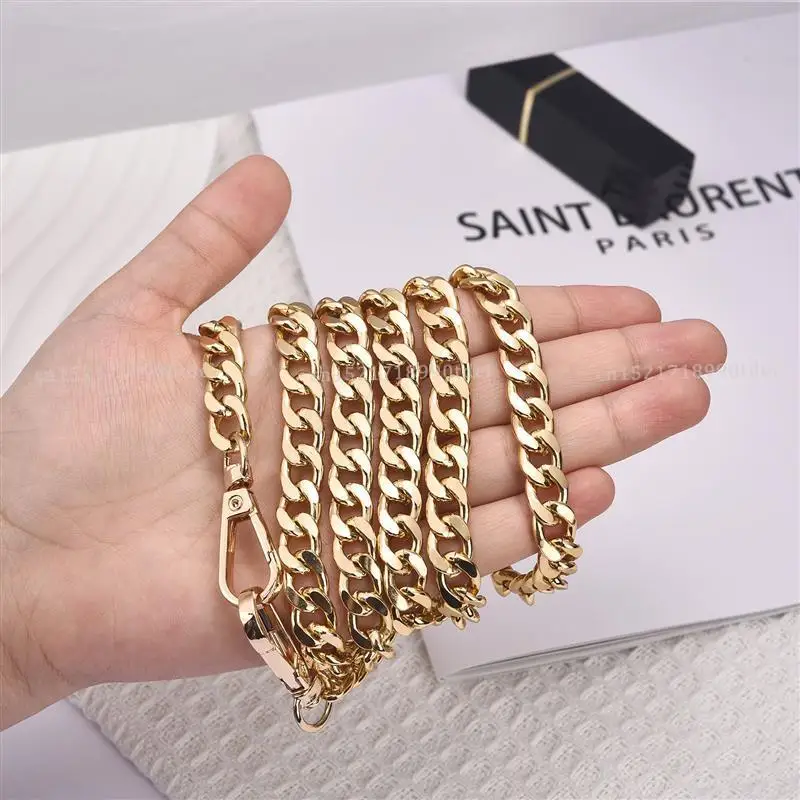 120cm Women Bag Aluminum Chain Color Retaining Gold Diy Simple Chain Metal Wrap Chain Underarm Shoulder Strap Replacement Strap