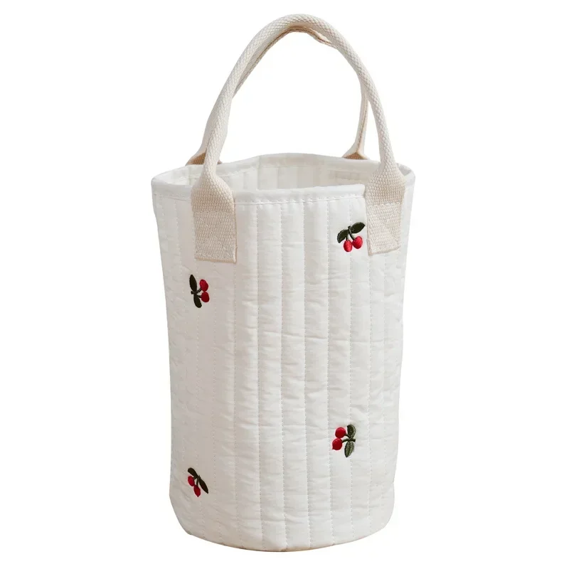 Baby Stroller Hanging Bag Diaper Bags Baby Bottle Finishing Bucket Bag Mother Baby Bags Ins Embroidery Cotton Mummy Bags Handbag
