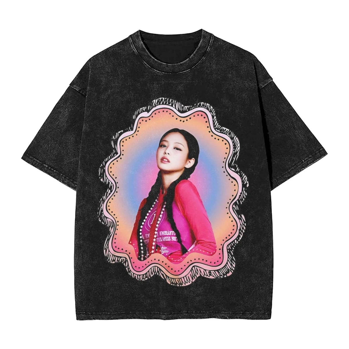 Jennie Ruby Album 2025 T Shirts Hip Hop Washed Cotton Oversize T