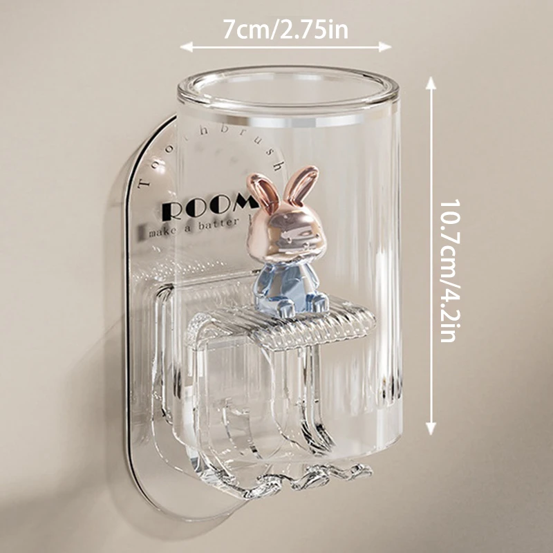 Cute Rabbit Wall-mounted Toothbrush Holder For Bathroom_voghion.com