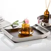 Mirror Stainless Steel Decorative Wooden Tray, Fruit Tray, Rectangular Metal Storage Tray with Handle, Desktop Storage Container 3
