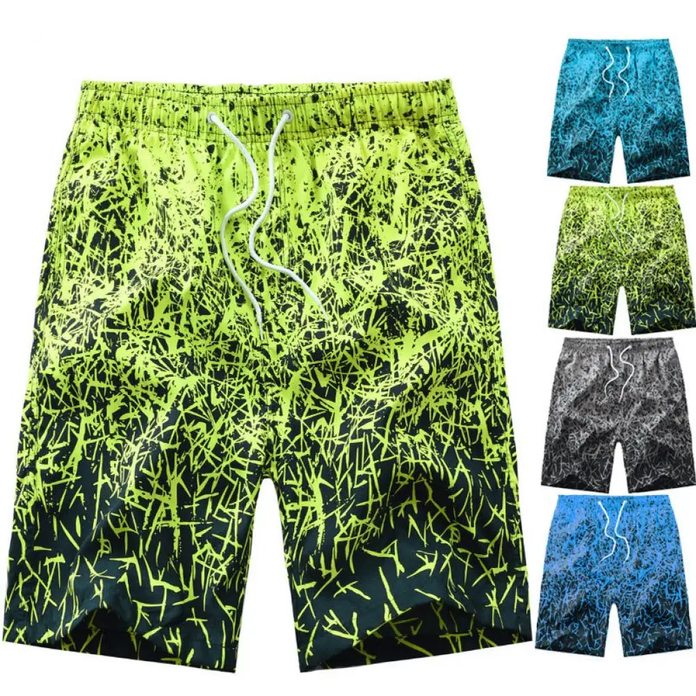 Men Swimming Trunk Loose Colorful Quick Dry Casual Men Swimwear Beach Board Shorts Pockets Summer Surfing Swim Trunks
