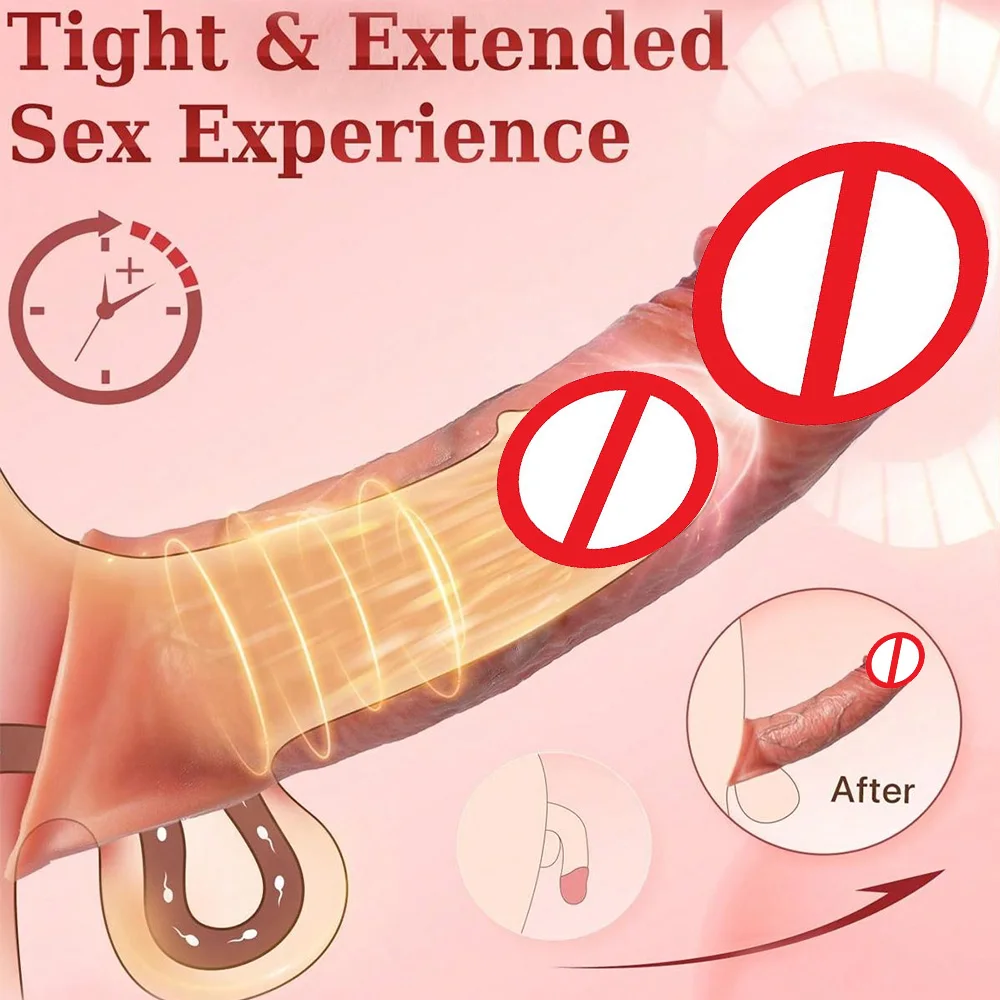 HeartCaptor Silicone Penis Sleeve Extender with Vibration 9 Modes Remote Control Waterproof - Details 2