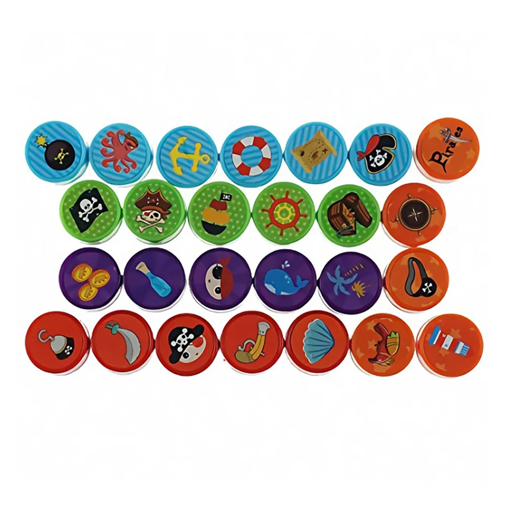 

26 Pcs Pirate Pattern Seal Stamper Set Cartoon Pattern Plastic Toys for Kid Crafts Paper Drawing Play Party Favor