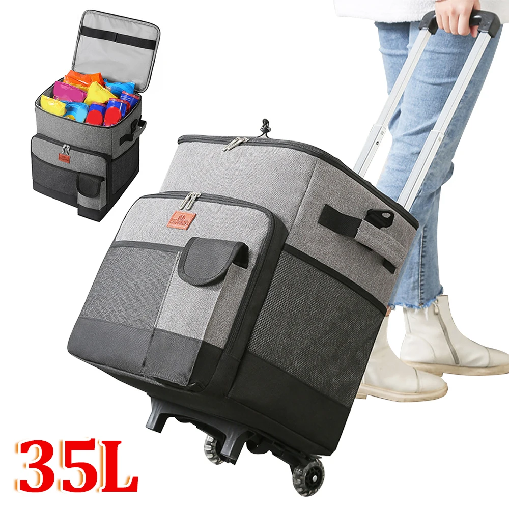 Home & Garden Storage Box with Wheels Thermal Luggage Cooler 35L Camping Organizer Moving Box Collapsible Storage Container