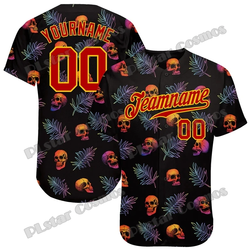 Custom Name Halloween Pumpkins Bats Stars Pattern 3D Printed Fashion Men's Baseball Jersey Casual Hip Hop Baseball Shirt BQW10