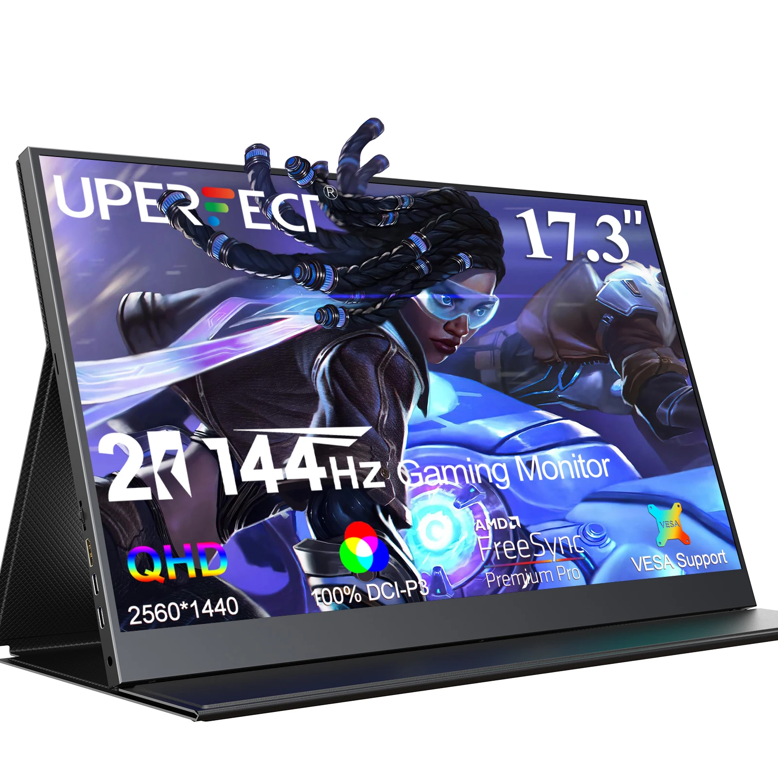 

UPERFECT 17.3 inch 2K portable monitor 144hz 2560*1600 display 1000:1 IPS Gaming Monitor for MAC PS4/5/3 Xbox Switch laptop PC