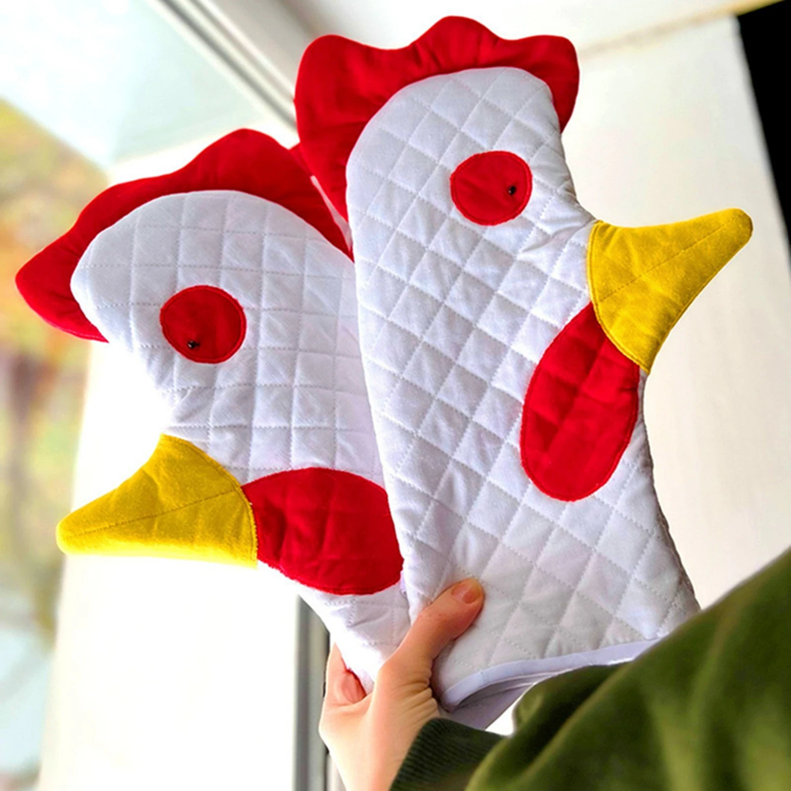 Heat Resistant Oven Mitts Cartoon Rooster Oven Gloves Gloves Microwave Heat Resistant Baking Insulation Cooking Kitchen