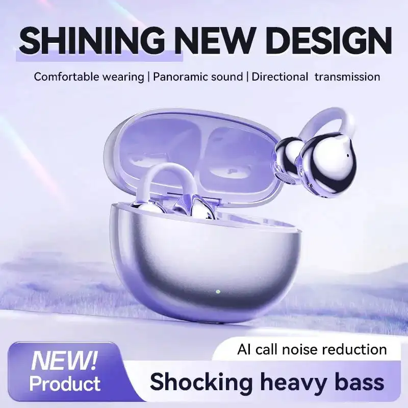 Lightweight Open Ear Clip Bluetooth Headphones Bluetooth 5.4 Noise Cancelling Earphone DUAL DEVICE CONNECTIVITY For Android iOS 3
