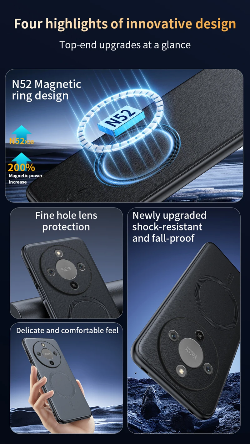 Für Honor X70 Fall Magnetische Leder Schild Abdeckung Für Honor X70 Anti-Fingerprint Nicht-Slip PC + TPU – Detail 6