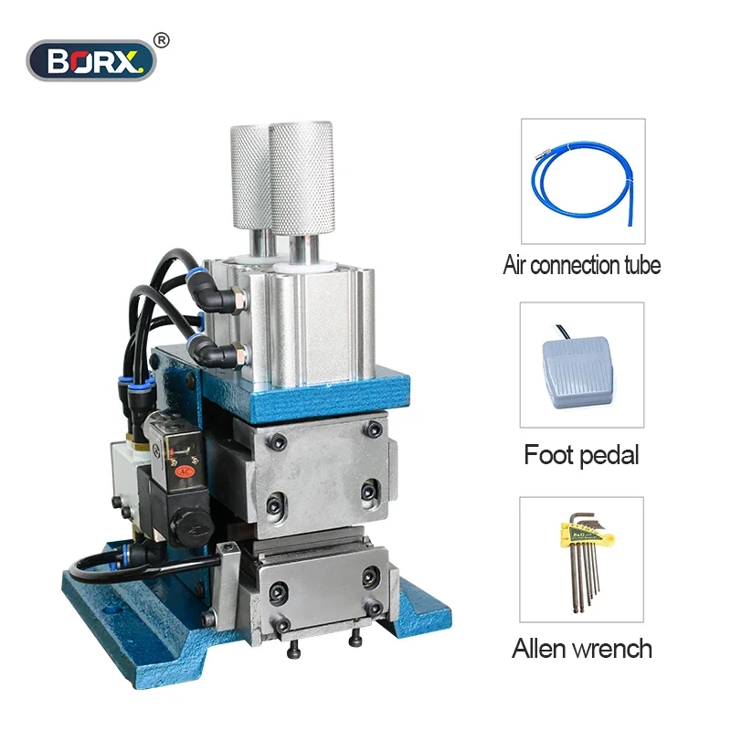 BORX 공압 자동 와이어 스트리핑 기계, 케이블 트위스트 필링 기계, 3-25mm 스트리핑 길이 220V, 110V, 3F, 3FN, 4F, 4FN