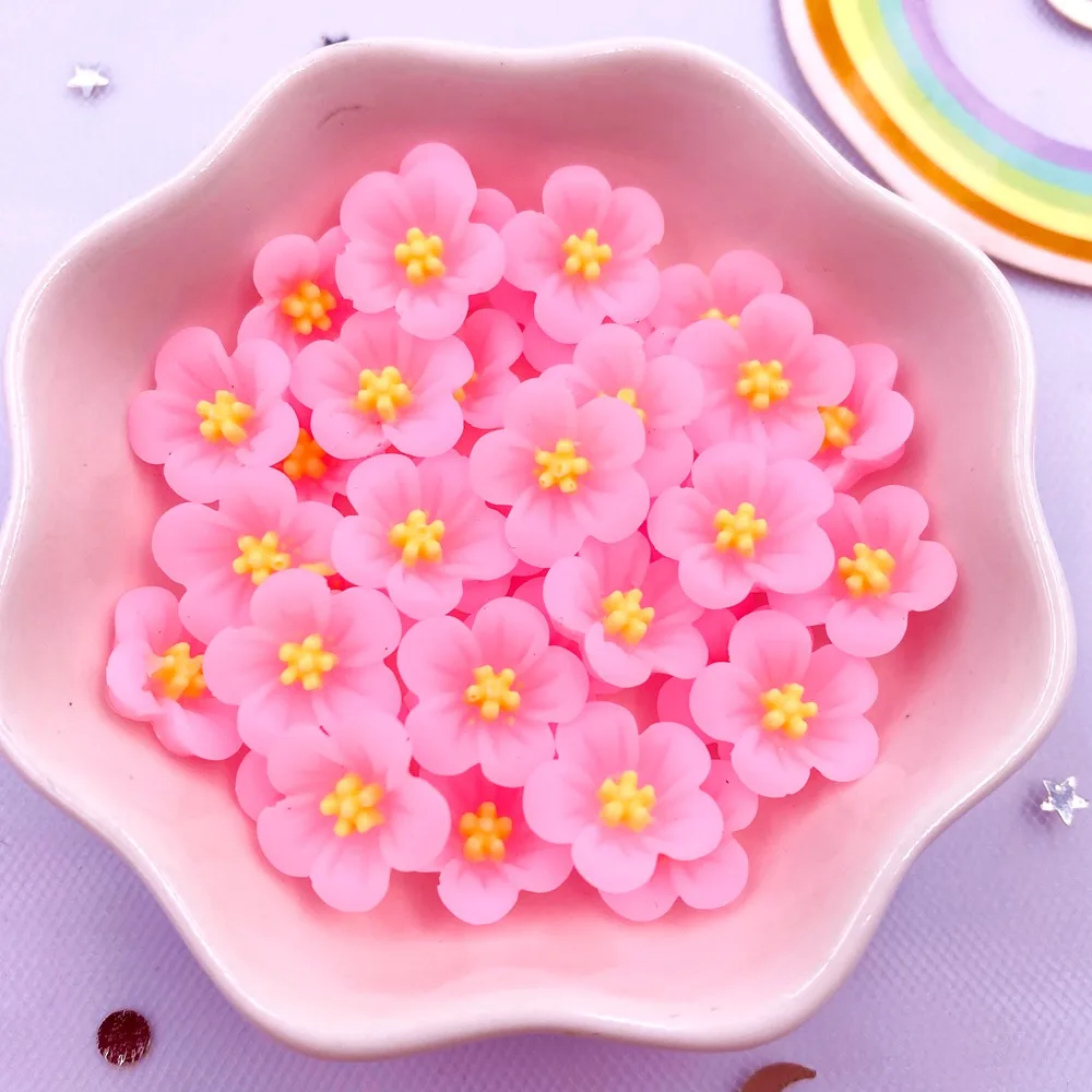 50 Colorful 14mm Resin Morning Glory Flower Gems