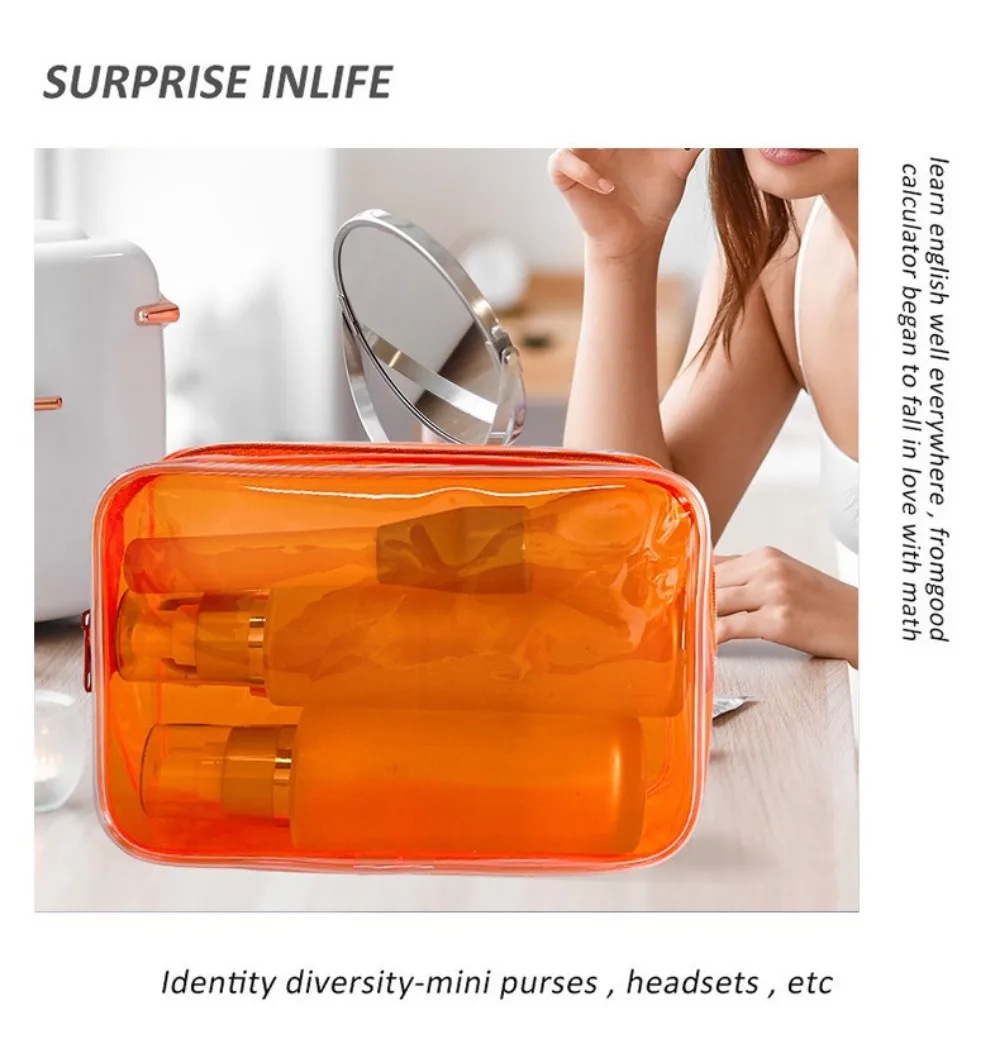 Bunte transparente Kosmetiktasche für Damen, Make-up-Tasche, PVC-Gelee-Kulturbeutel, große Kapazität, Reise-Kosmetik-Organizer, Make-up-Tasche – Detail 7