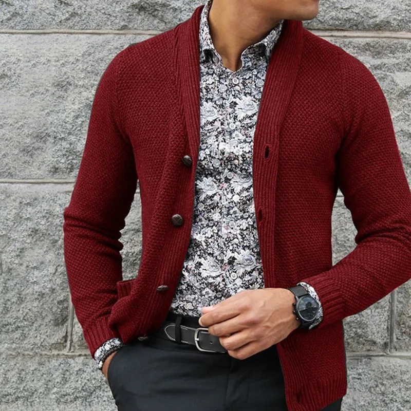 Men's Knitwear 2023 Autumn And Winter New Single-Breasted Europe And The United States Fashion Slim Knit Sweater Top