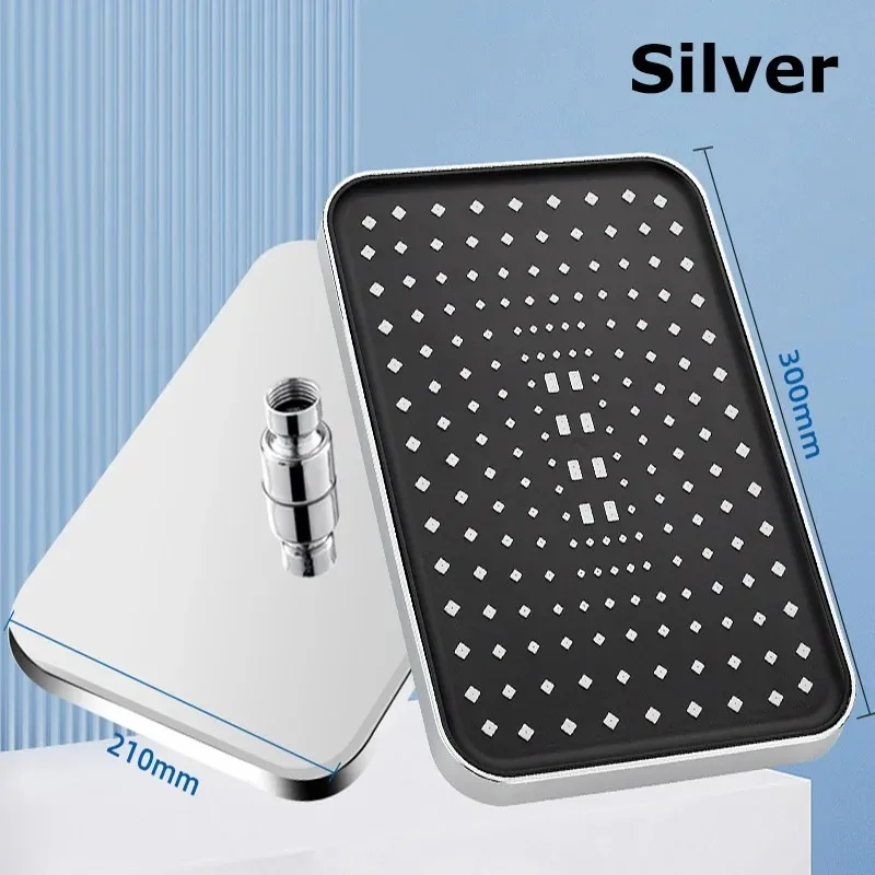 New 14 Inch High Pressure Top Spray Rain Shower Head Larger Flow Supercharge Rainfall Showerhead 360° Swivel Water Saving 6
