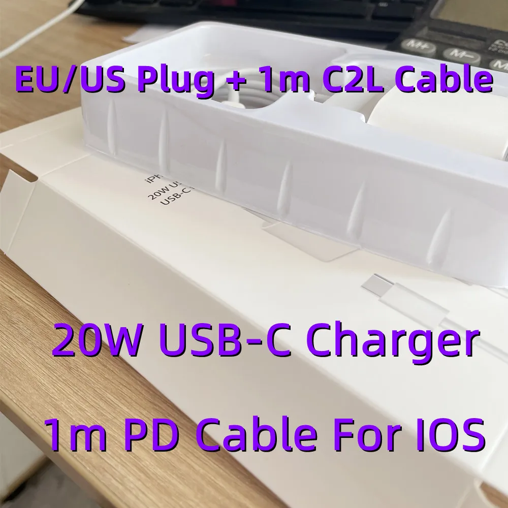 

2 in 1 20W PD Fast Charger EU US USB Type-C Quick Charge Travel Adapter with pd type c cable for Phone 14 13 12Pro Max XR XS Max