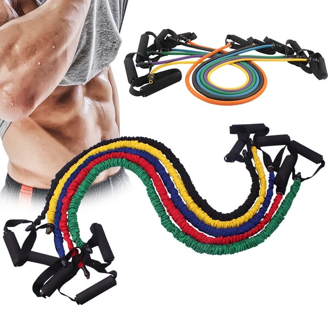 5 Levels Resistance Bands with Handles Yoga Pull Rope Elastic