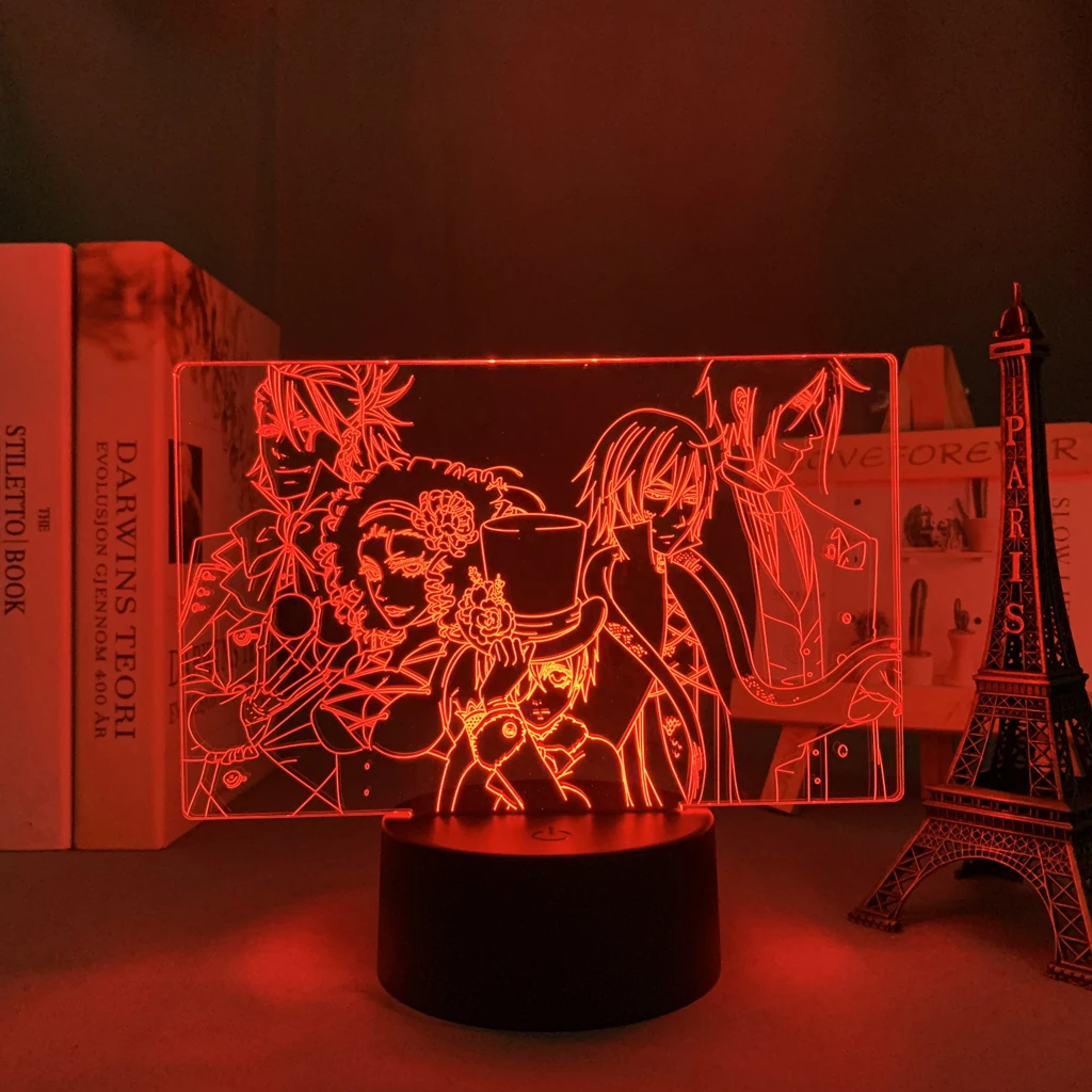 Anime Black Butler ��̸����� Led ���� ħ�� ��� Nightlight ���� ���� �� ��� å�� 3d ���� Manga Black Butler