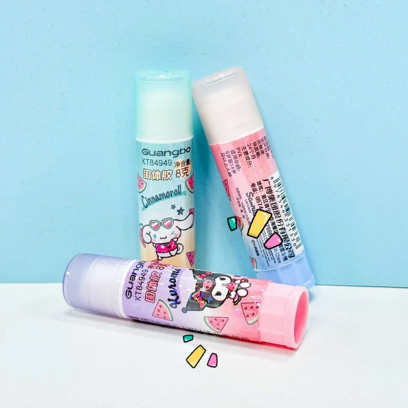 24PCS/LOT KAWAII SANRIO KUROMI 멜로디 CINNAMOROLL 솔리드 풀 건 스틱 DIY 도구 학생 수제 사무실 학용품