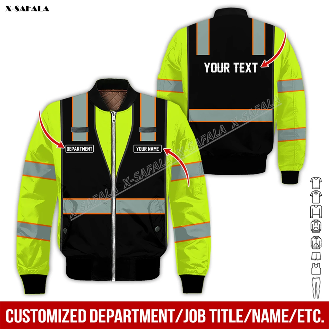 Escavatore Custom Heavy Equipment 3D Printed Bomber Giacca Spessa Uomo Adulto Flight Pilot Zipper Coat Cotton Warm Uniform Workwear