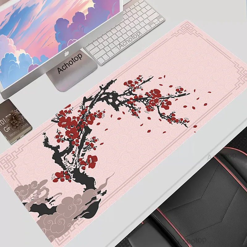 

Sakura Pad Mouse Pads Pink Cherry Blossom Mousepads Gamer company Large Mousepad Desk Mats Company Deskpad Keyboard Mouse Mat XL